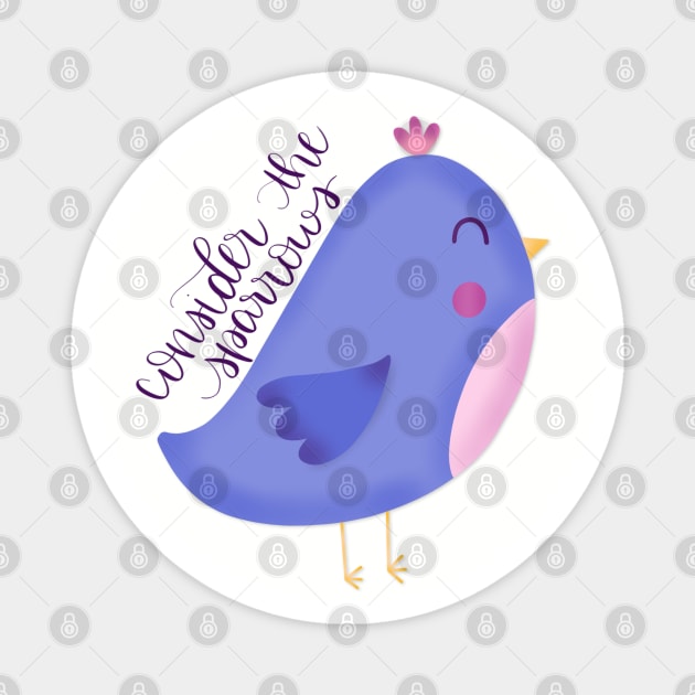 Consider the Sparrows Purple Bird Magnet by janiejanedesign